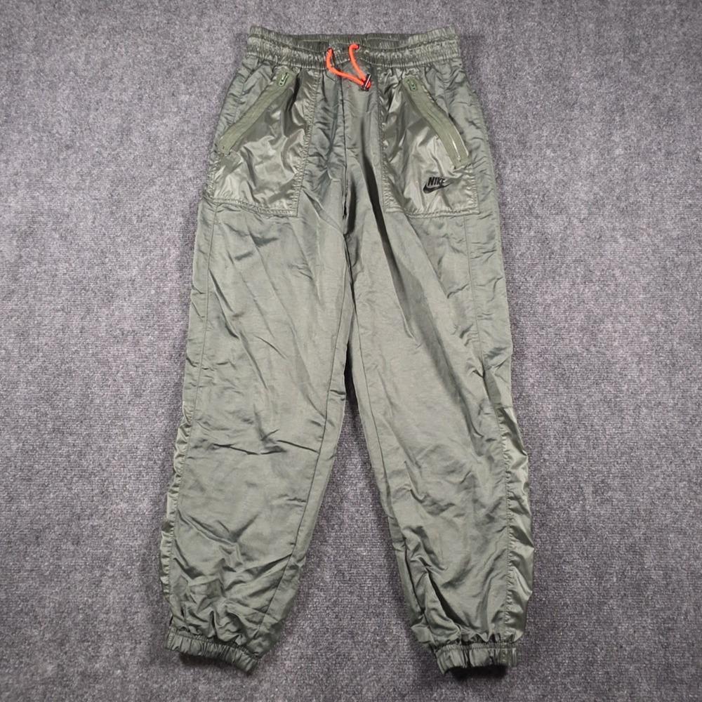 Nike Sportswear Heritage Windrunner Jogger Pants Womens S Olive Zip Pockets